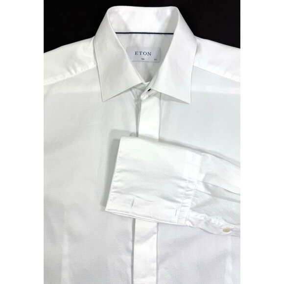 Eton Shirt Mens Sz 15.5 39 Long Sleeve Slim French Cuff Dress Formal Textured - Picture 1 of 11